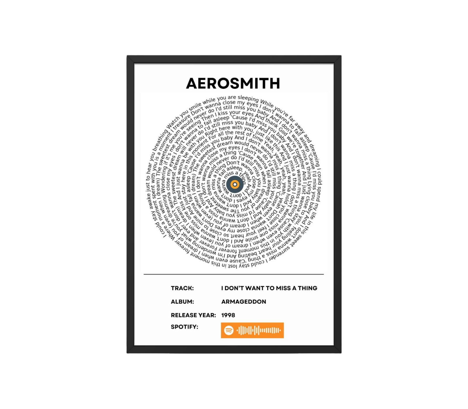 Portrait Framed Art Print Aerosmith – I Don't Want to Miss a Thing
