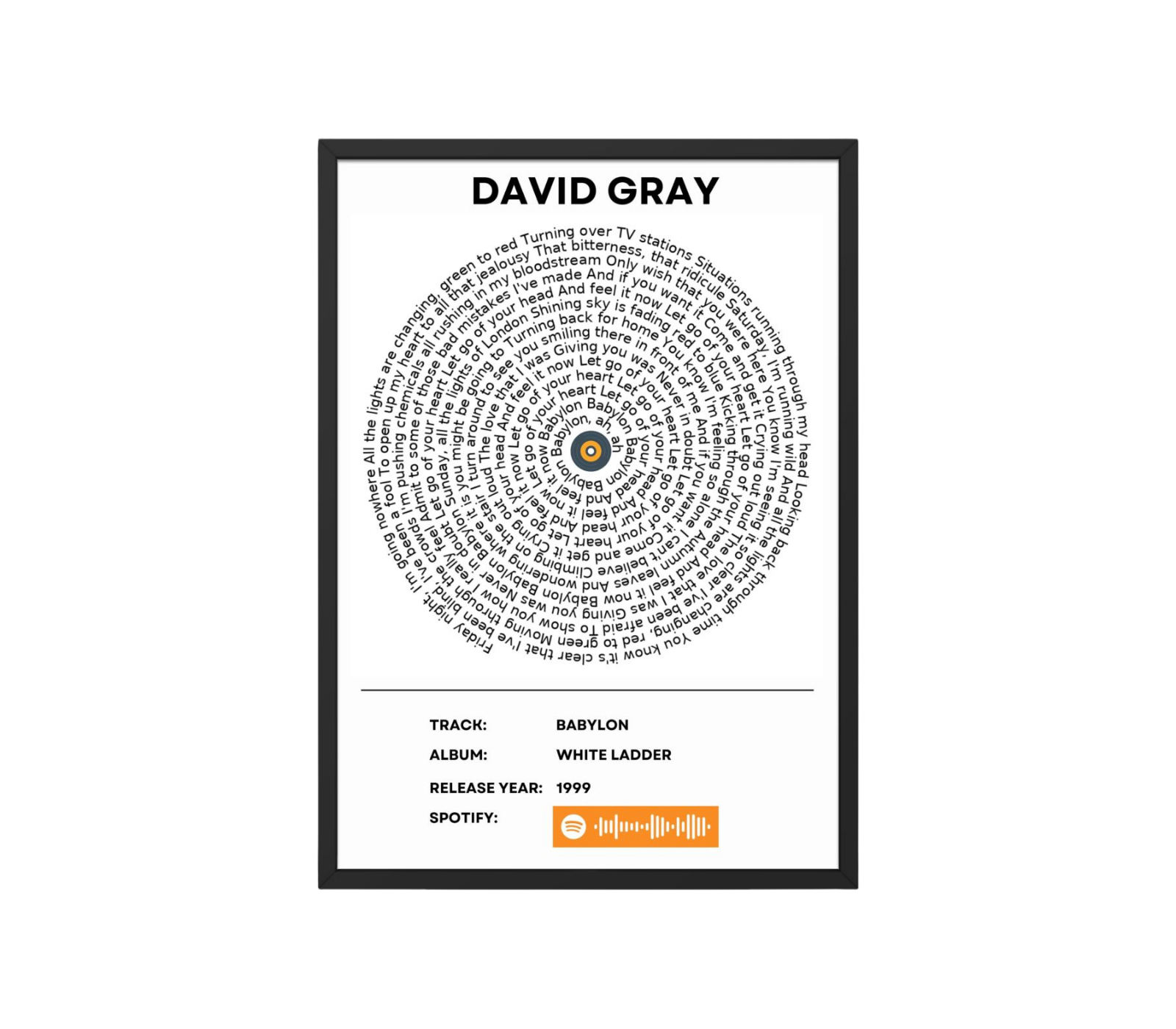 Portrait Framed Art Print David Gray – Babylon