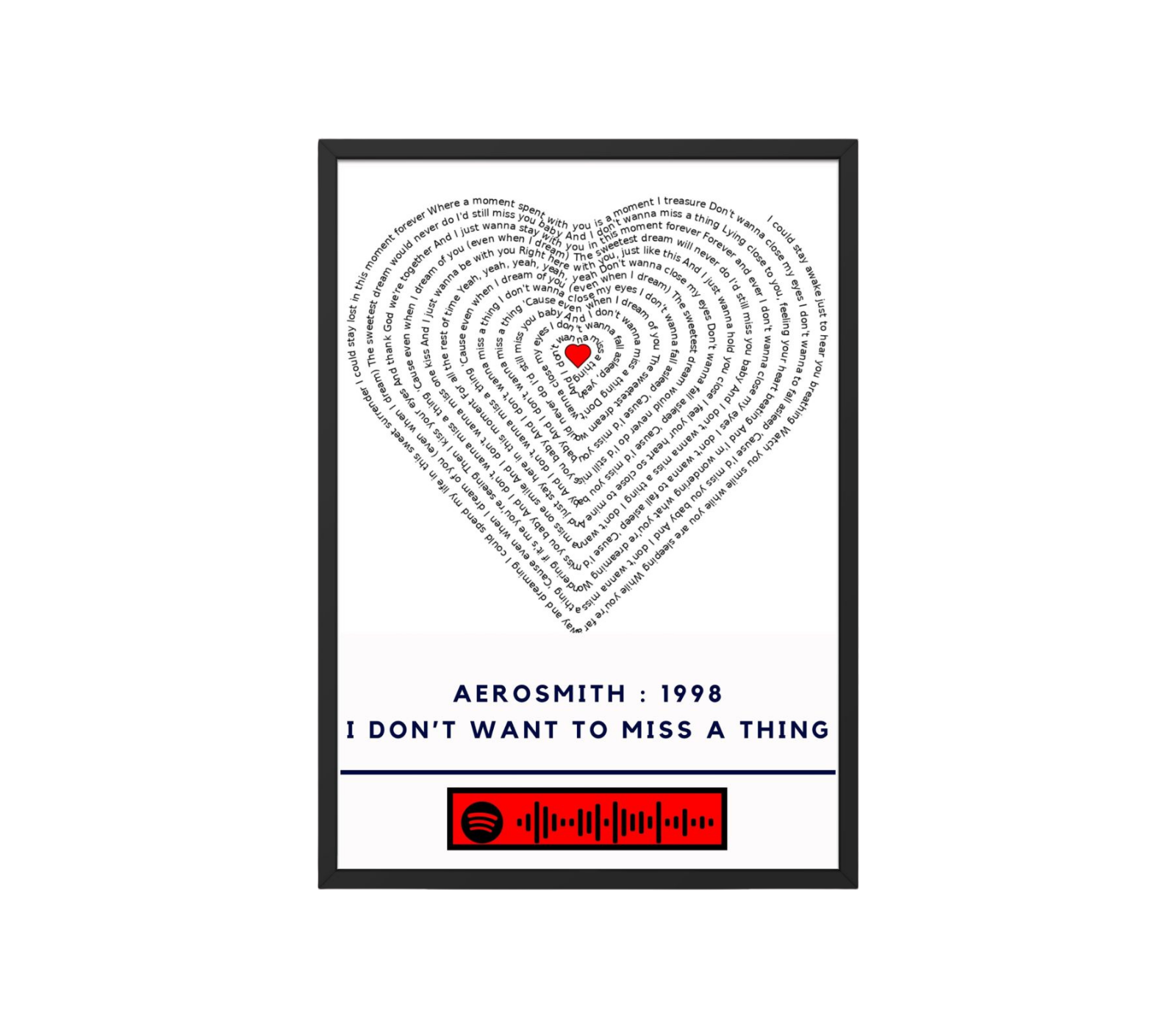 Portrait Framed Art Print Aerosmith - I Don't Want to Miss a Thing
