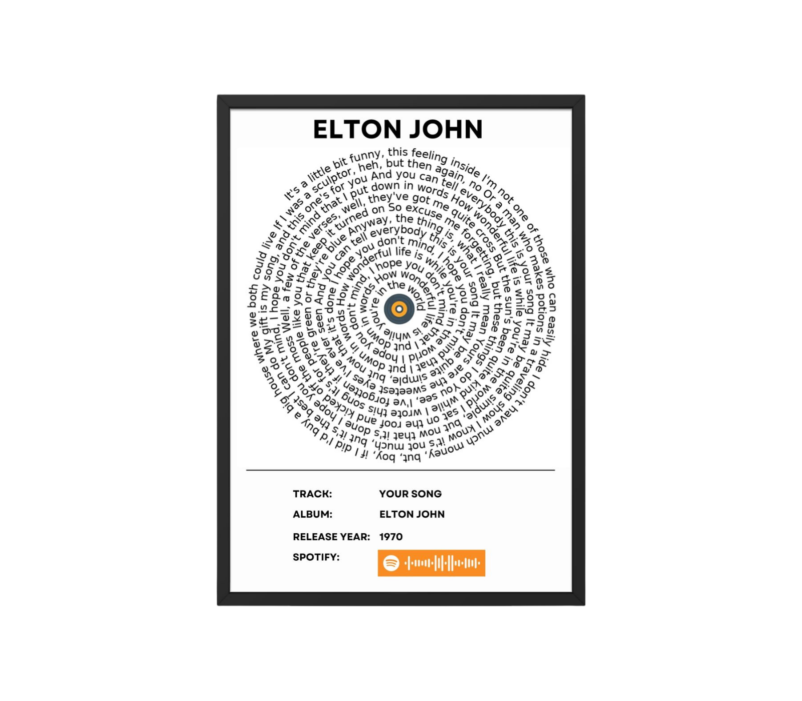 Portrait Framed Art Print Elton John - Your Song